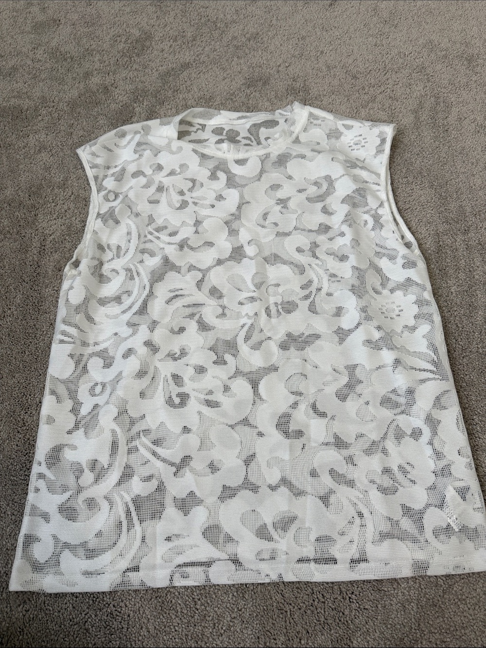Women's White Lace Overlay Sleeveless Top